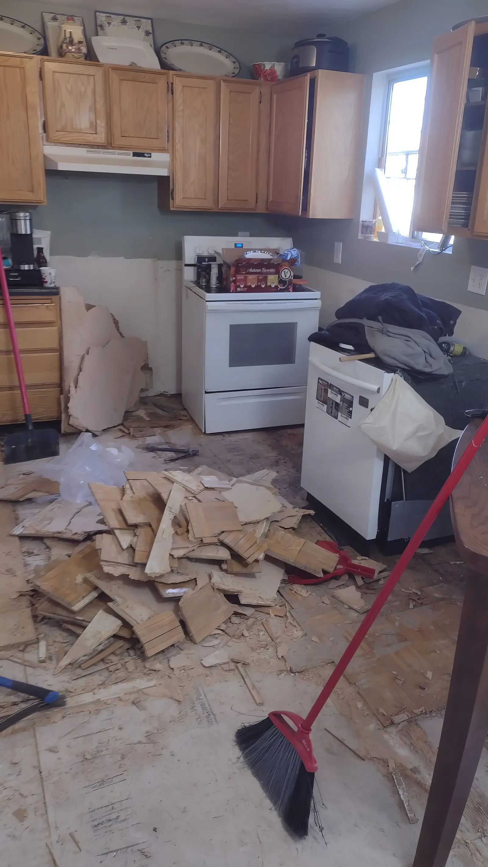 Kitchen Flood Restoration before
